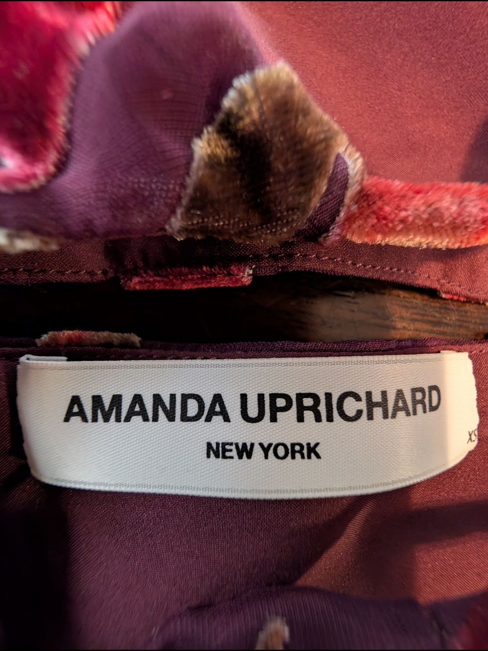 Amanda Uprichard Selah Dress, Sorrel Burnout, Women's XS, Plum/Orange - Picture 5 of 10